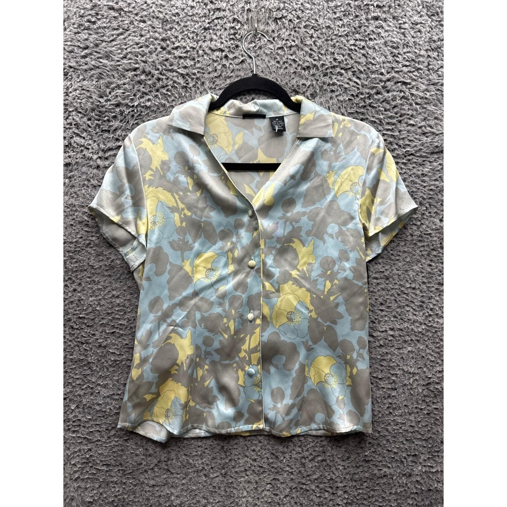 NWT Sandra Urf Urban Floral Silk Button-Up Cropped Top Multicolor Womens Size‎ M